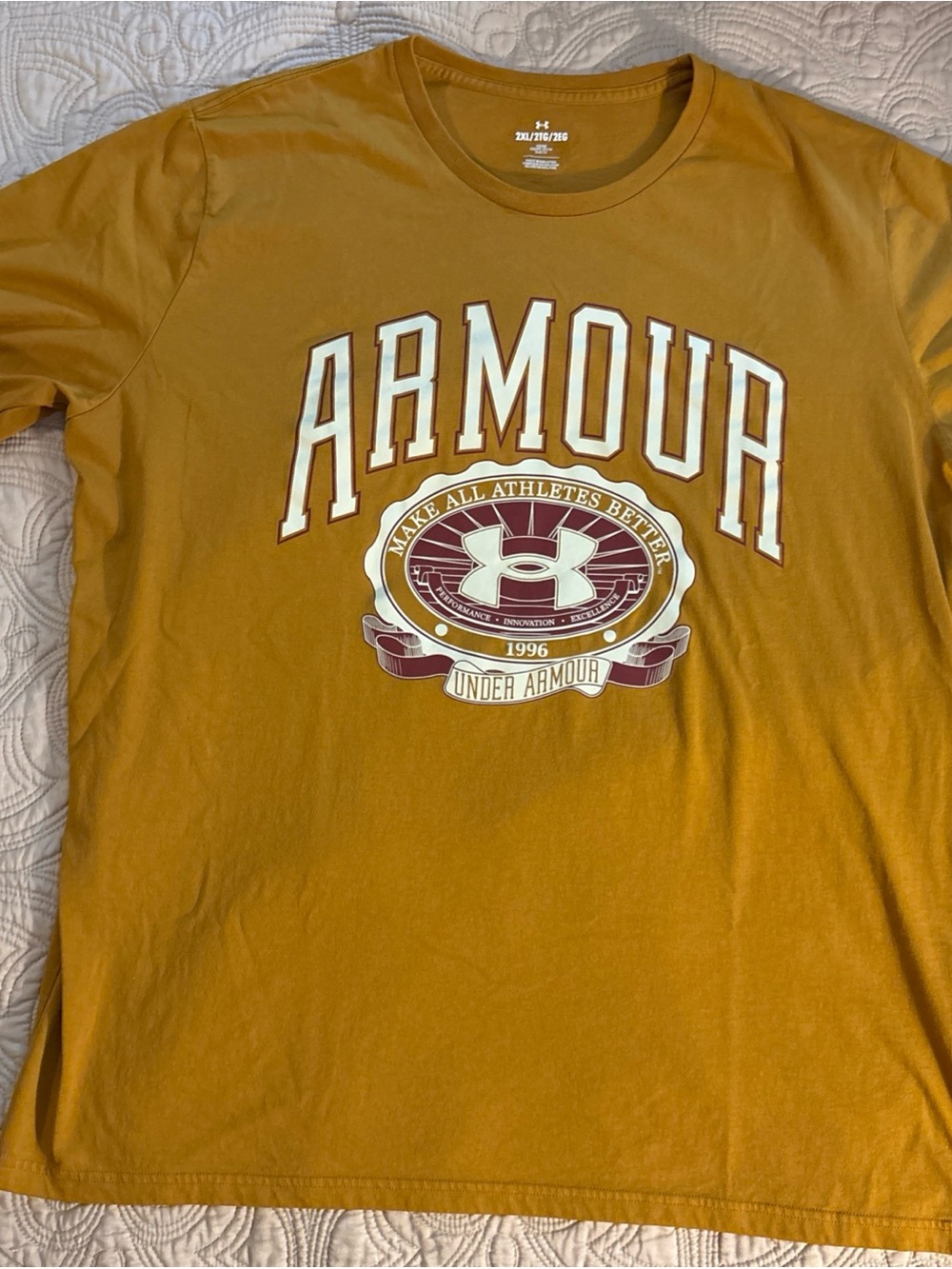 Under‎ Armour Men's Mustard Gold Graphic Logo Short Sleeve Tee